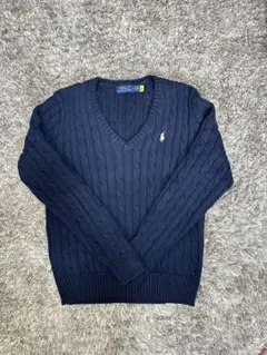 Polo Ralph Lauren ケーブルニット Vネックセーター ネイビーのサムネイル