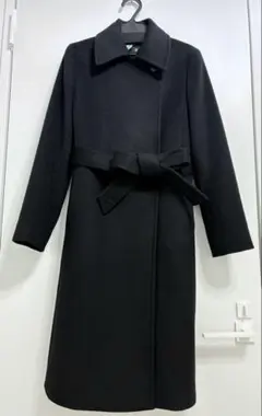 極美品７号イネドINED カシミヤ100%ラップコート 黒　冠婚葬祭フォーマル