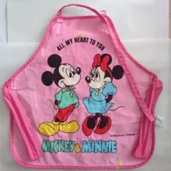 レア品　ミッキー＆ミニー ピンクエプロン 3〜4歳用