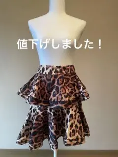 社交ダンス　ラテンスカート レオパード柄フリルスカート【美品】