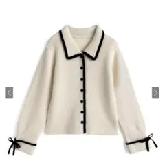 GRL 配色ラインリボンニットカーディガン［pm708］ アイボリー