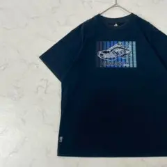 adidas 大きいサイズ 日本製 ロゴ シューズ柄 半袖 Tシャツ L