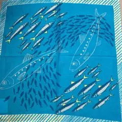 専用　kilki キルキー　ハンカチ　いわし　イワシ　魚　ブルーのサムネイル