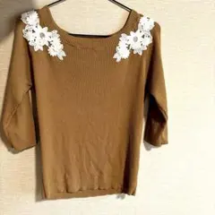 エムズグレイシー ブラウン 花柄刺繍 40