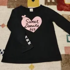 長袖カットソー 120cm 黒 ハートプリント