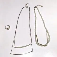 パールのネックレスとリングのセット