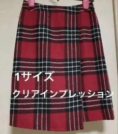 Clear Impression 赤黒チェック タイトスカート 1サイズ