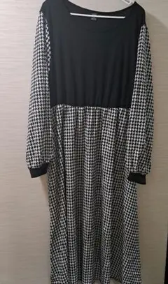 SHEIN 1XL 長袖ひざ丈ワンピース 千鳥柄