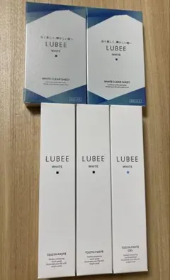 LUBEE WHITE歯磨き粉 歯磨きジェル ホワイト二ング シート 5点セット