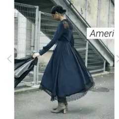 Ameri アメリ　プリーツ レース アシンメトリードレス ロングワンピースのサムネイル