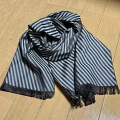 斜めストライプ柄 ロングストール フリンジ付き　ブラウン　ヴィンテージのサムネイル