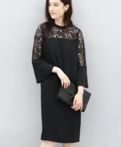 【美品】アダムエロペ オケージョンドレス ワンピース レース フォーマル 黒