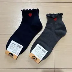 韓国 靴下 ハート フリル 可愛い kikiya socks ネイビー グレーのサムネイル