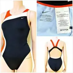 SE4-Q13☆NIKEナイキ 競泳水着 L オレンジ 背中開き■☆☆☆