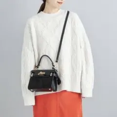 SHIPS 洗える5Gウールカシミヤデザインケーブルプルオーバー ニット 白