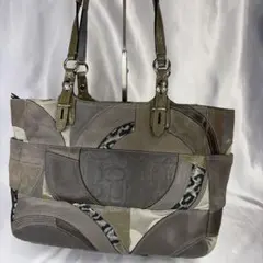 COACH シグネチャー パッチワーク トートバッグ ブルー - メルカリ