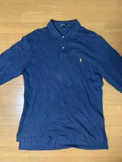ネイビー 長袖 ポロシャツ ポニー刺繍