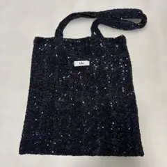 Uhr スパンコール 黒 トートバッグ