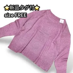 【新品】長袖ニット オーバーサイズ セーター シンプル ゆったり 紫系【F】