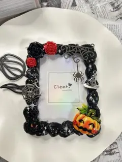 [346] 黒 ハロウィン ホイップデコ トレカデコ 硬質ケース ヒートン B8