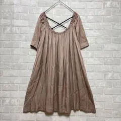 ラトータリテ チュニックワンピース 美品 ブラウン サテン風 日本製 大人可愛いのサムネイル