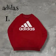 00s アディダス スウェット 赤 L ビッグロゴ トレーナー 裏起毛 y2k