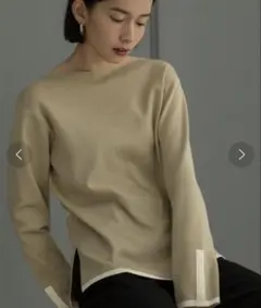 配色デザインボートネックニット OPAQUE.CLIP