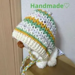 ハンドメイド　ニット帽　バラクラバ　ボンネット　フード帽　ビーニー