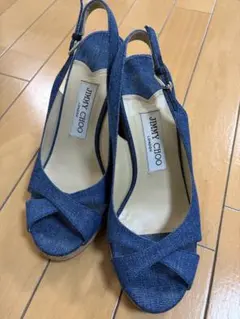 【お値引き中】JIMMY CHOO デニムブルー ウェッジサンダル