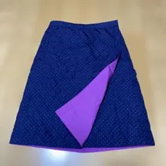 ユニクロ　防寒綿入りキルト　巻きスカート　M 紺✖️ピンク　リバーシブル