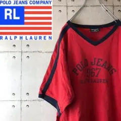 古着 POLO JEANS ラルフローレン Tシャツ ポロジーンズ 赤　ビッグ