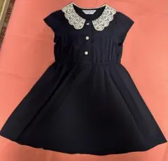 CHOPIN ネイビー ワンピース レース襟