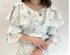 SNIDEL フリルティアードクロップドブラウス