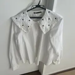 ZARA ホワイト長袖シャツ レース襟 フレンチガーリー