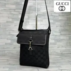 美品】GUCCI グッチ GGキャンバス ウエストポーチ ボディバッグ 黒