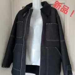 大幅値下！《新品・未使用！》ブラック デニム ボア コート 税込 38,500円