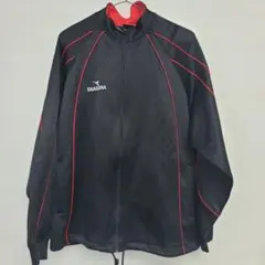 美品★DIADORA トラックジャケット ジャージ 黒 赤 フルジップのサムネイル
