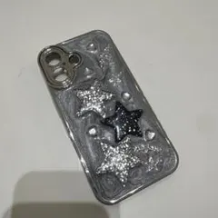 星型デザイン iPhone16ケース グレー