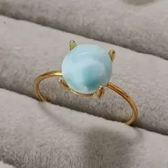 【セール】天然石　ラリマー　2ct　ゴールドリング　カリブ海　シルバー