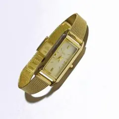 ete✳️1Pダイヤモンド レクタングル メッシュベルト アナログ腕時計 稼働品のサムネイル