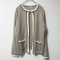 バイカラー ニットカーディガン M ベージュ 配色 春 purelast