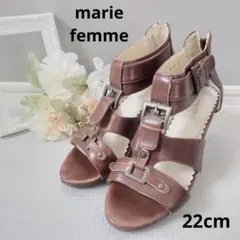 marie femme Tストラップ サンダル ブラウン 茶色 22cm 靴のサムネイル