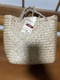無印良品 網代編み　持ち手付きかご バック　シーグラスのサムネイル