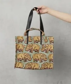 ear PAPILLONNER カバプリント リバーシブルコットントートバッグ