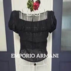 EMPORIO ARMANI_ブラック シアー パフスリーブ シャーリングのサムネイル
