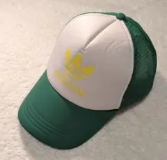 90s adidas メッシュキャップ 　ホワイト/グリーン