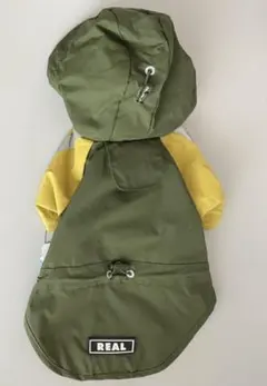 ペット用　アウトドアレインコート　カーキ　S