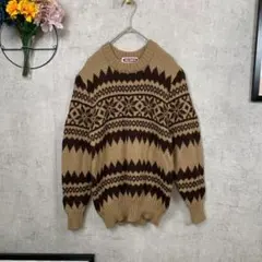 美品古着】ADAX CAMPUS ニット セーター M ブラウン ノルディック