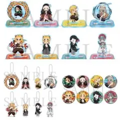 鬼滅の刃　無限列車編　ランダムアクリルマスコット、チャーム、缶バッジ　コンプ