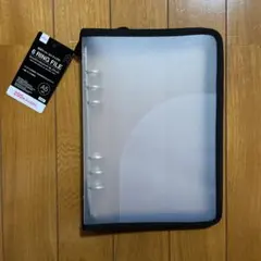 6リングファイル　A5　ジッパー付き　シール帳 ダイソー　ブラック　DAISO